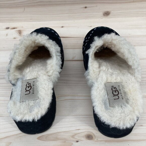 Ugg Little Girls Suede Platform Clogs Size 2 Black Chunky Slip On Shearling Y2K - Picture 7 of 16